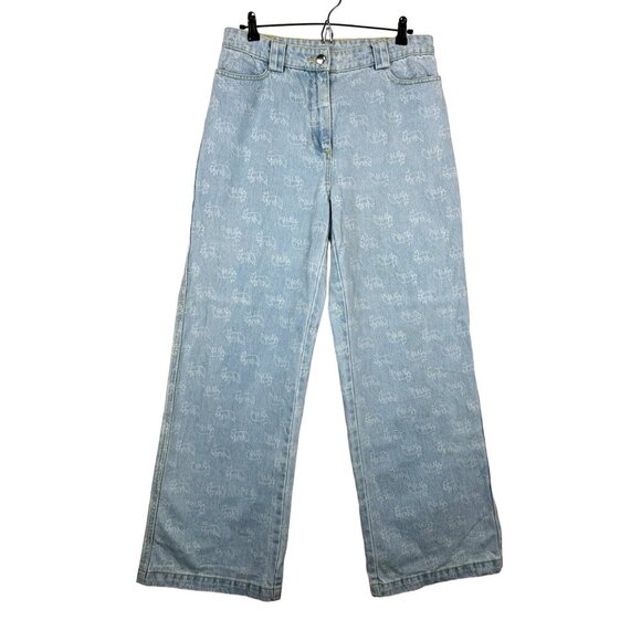 STELLA NOVA FOX PRINT CATE WIDE LEG JEANS 90s High waist sz 31 - Picture 1 of 9